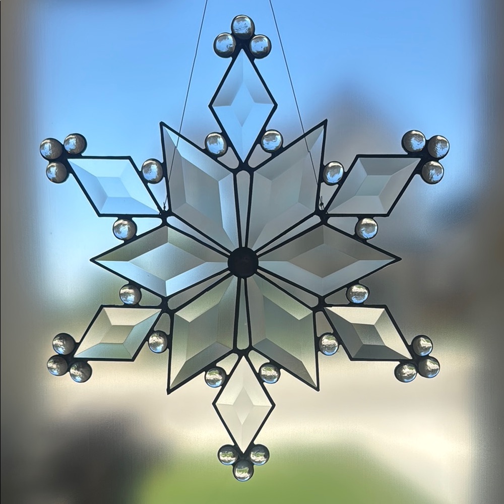 Stain Glass Snowflake Suncatcher by Elaine